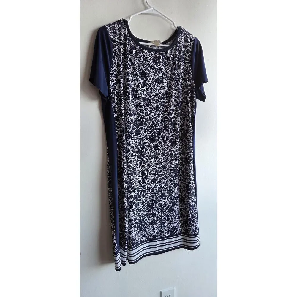 Michael Kors Floral  Stretchy Sexy Preppy Y2K Dress XL Boho Coastal Resortwear